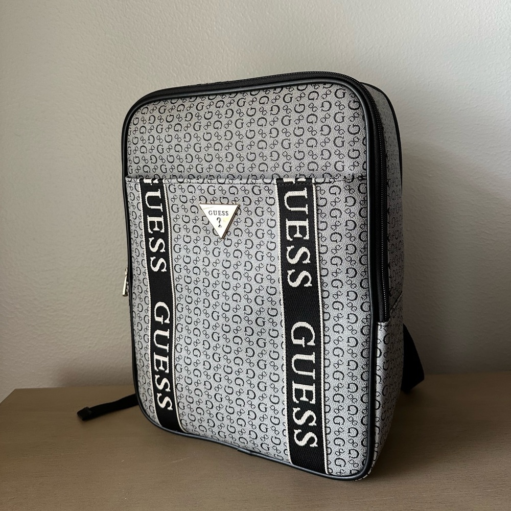 Guess Gray Monogram Laptop Backpack - image 1